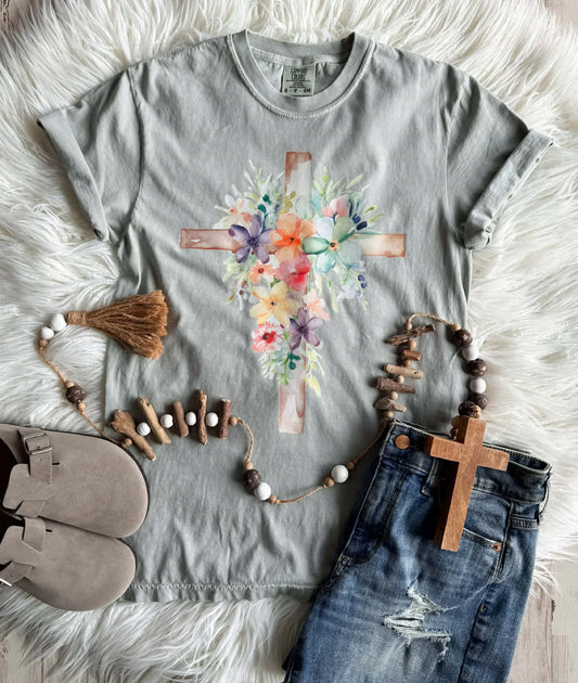 PREORDER: Floral Cross Tee