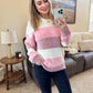 IN STOCK Cozy Block Sweater - Pink Stripes