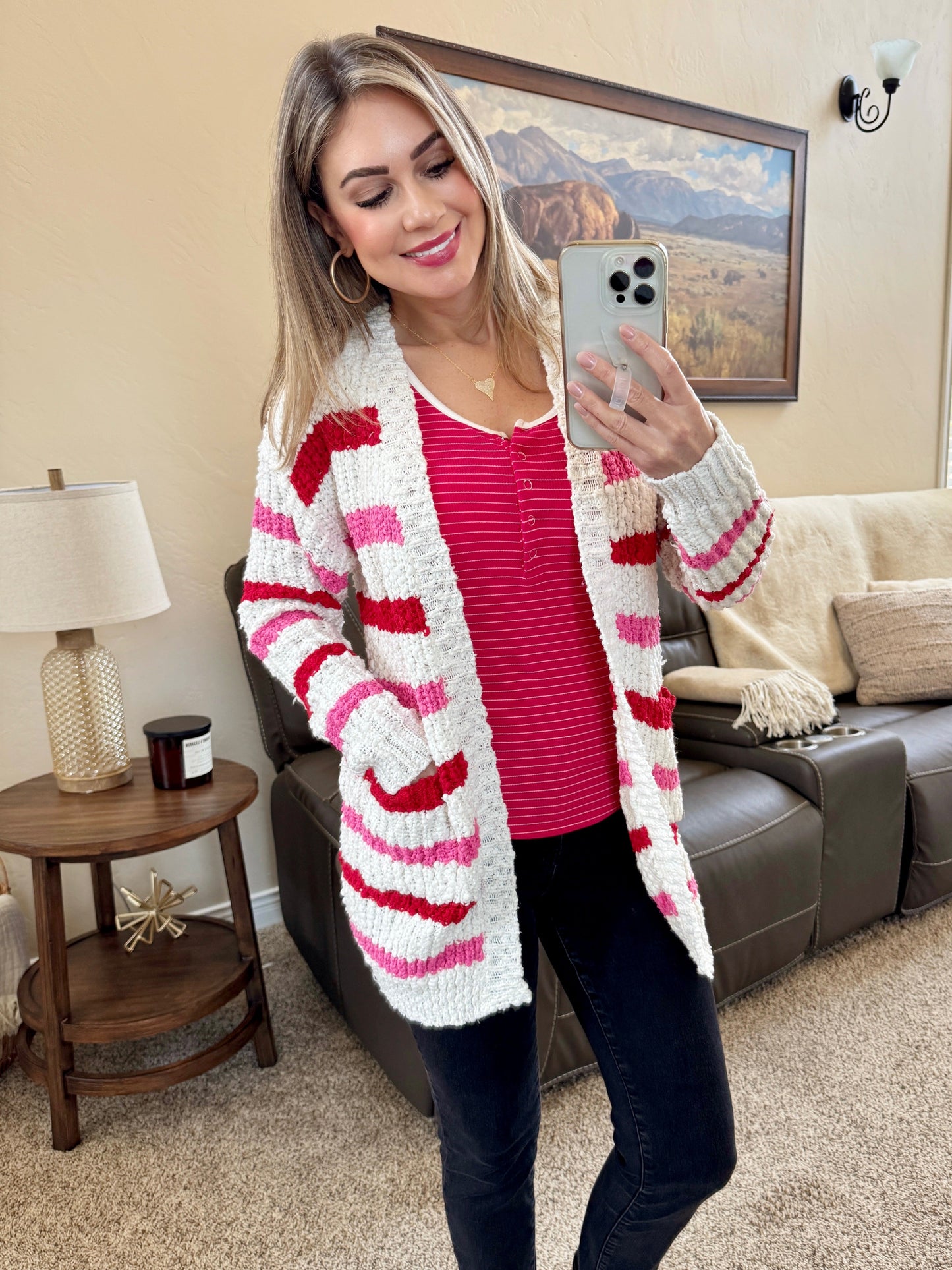 IN STOCK Stripe Cardigan - Valentine's Day