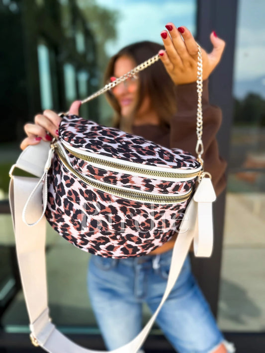 Double Zipper Crossbody Bag in Animal Preorder