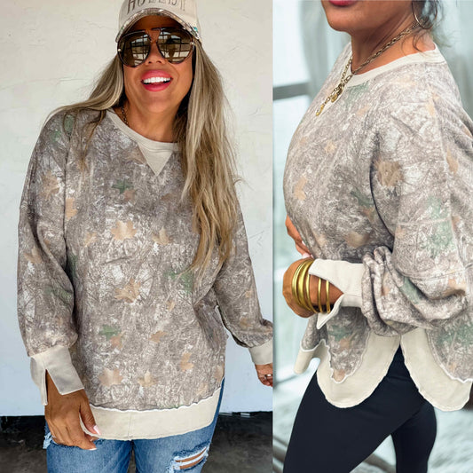 PREORDER: Jess Camo Washed Sweatshirt // eta late Nov