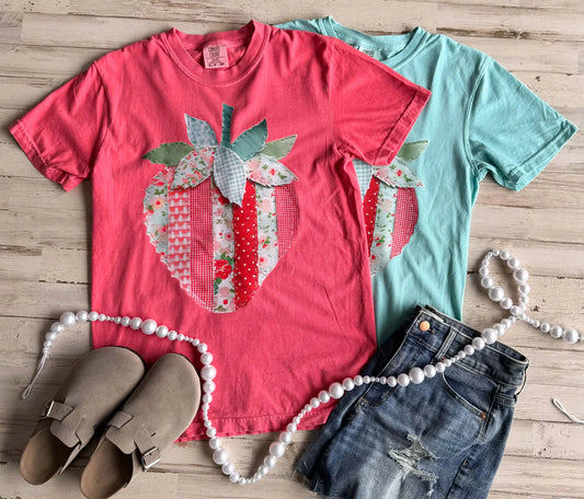 PREORDER: Faux Patchwork Strawberry Tee
