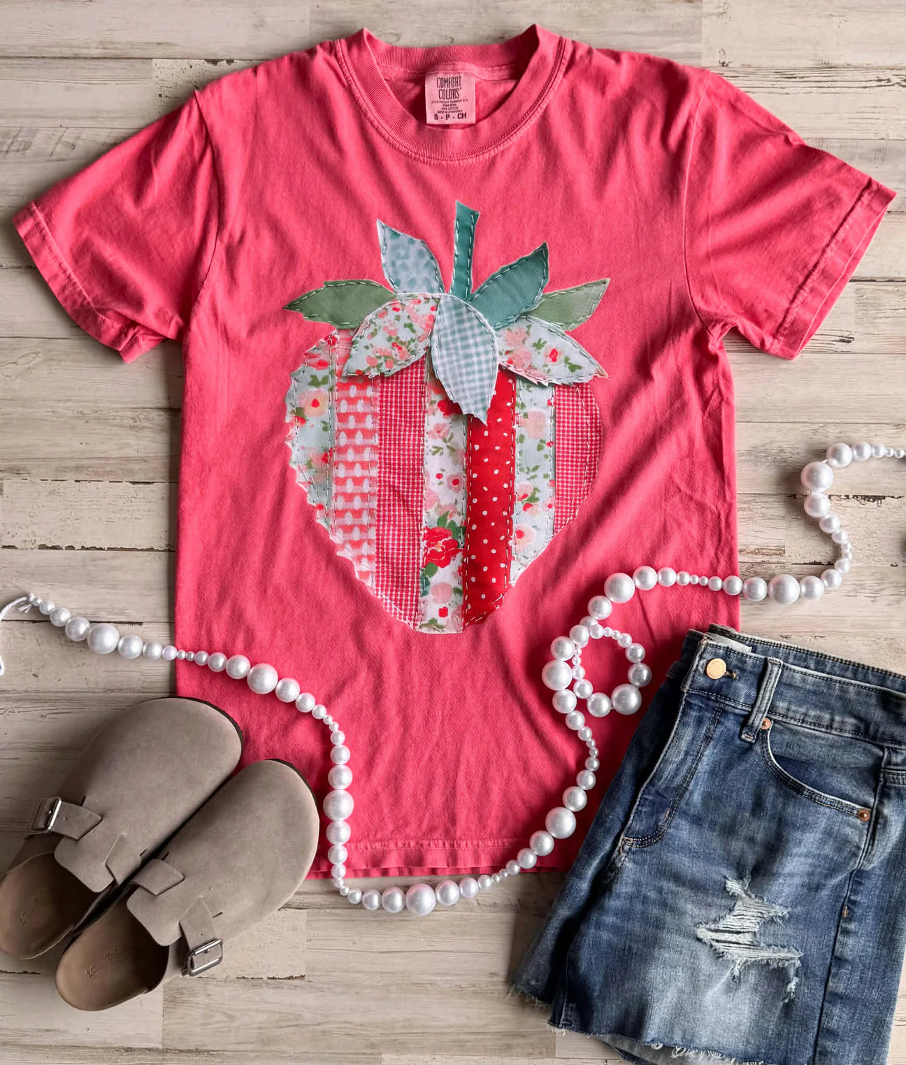 PREORDER: Faux Patchwork Strawberry Tee