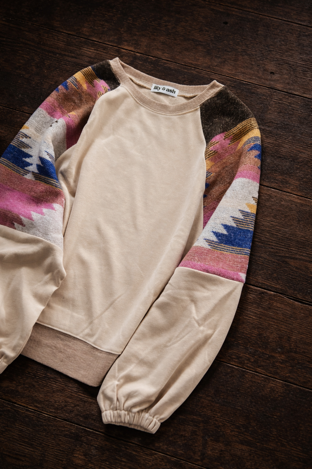French Beige Aztec Pullover