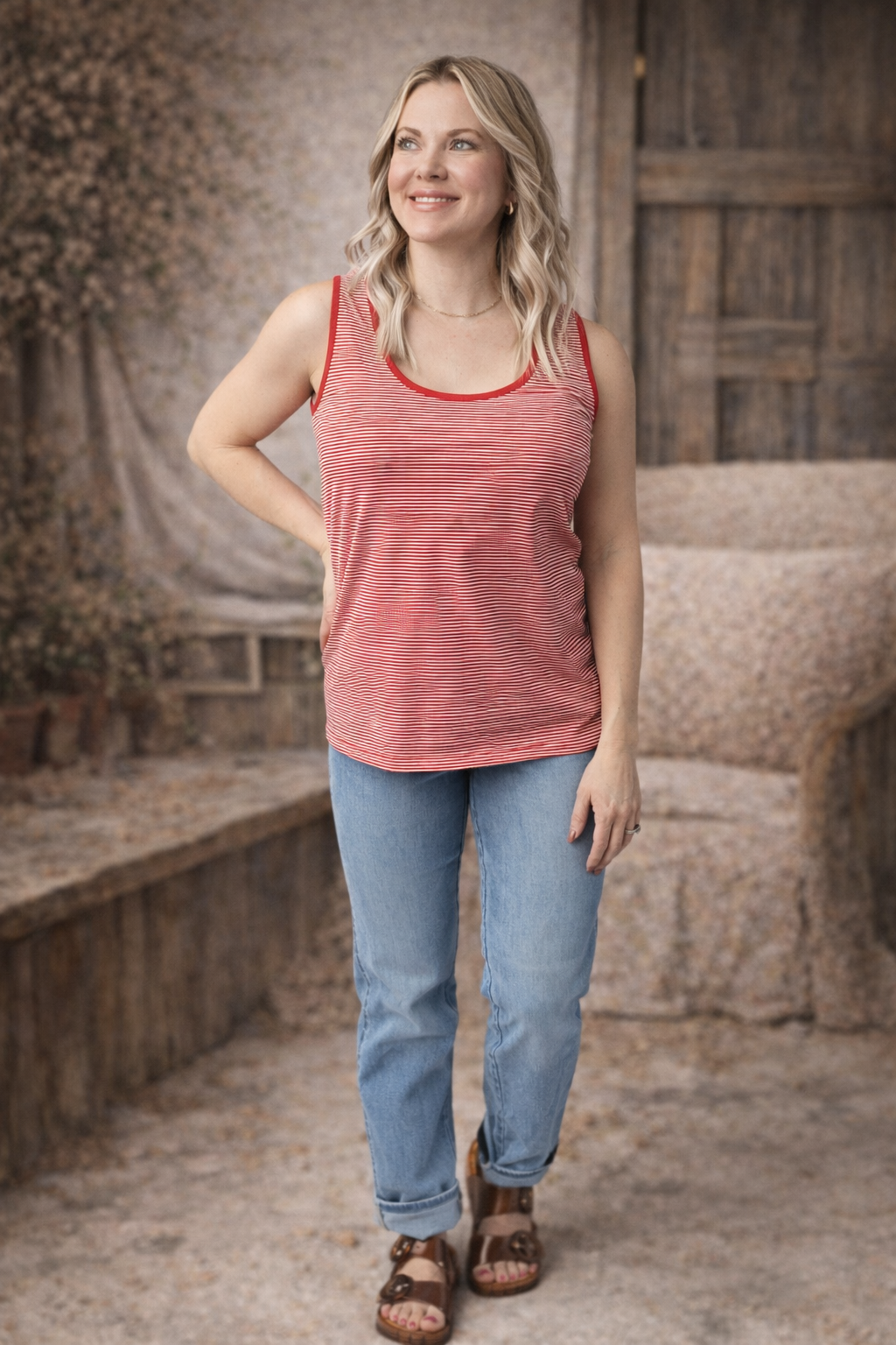 *new* Micro Striped Tank - Red