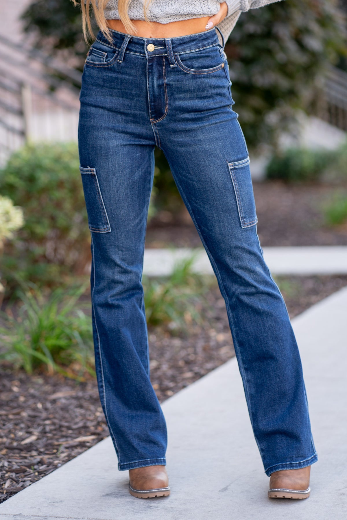 High Rise Cargo Bootcut Jeans - Judy Blue
