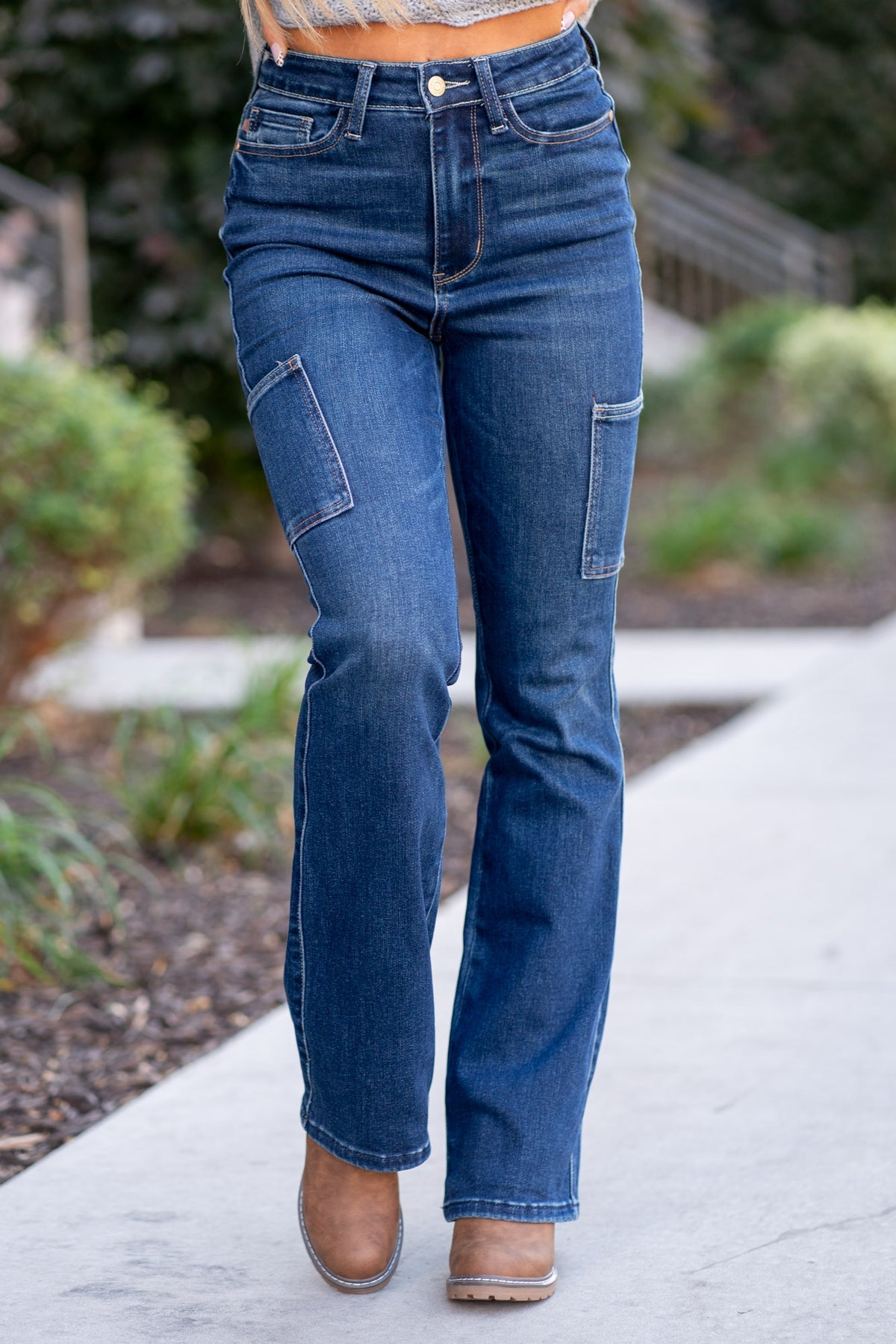High Rise Cargo Bootcut Jeans - Judy Blue