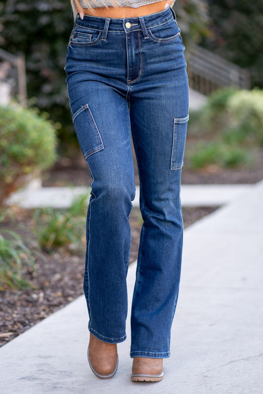 High Rise Cargo Bootcut Jeans - Judy Blue