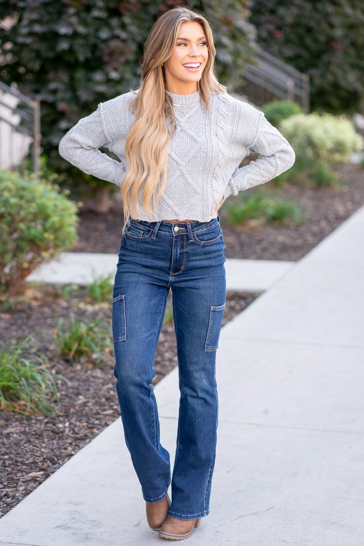 High Rise Cargo Bootcut Jeans - Judy Blue