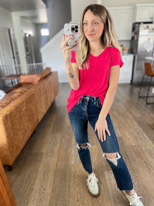 *free ship today* Effortless Short Sleeve Tee in Ruby