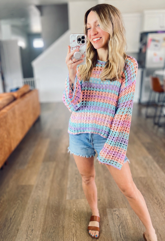 *free ship today* Cotton Candy Open Knit Sweater