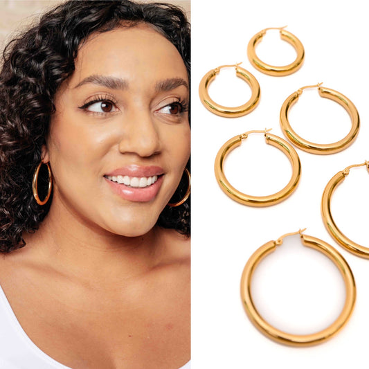 Day to Day Hoop Earrings Set in Gold