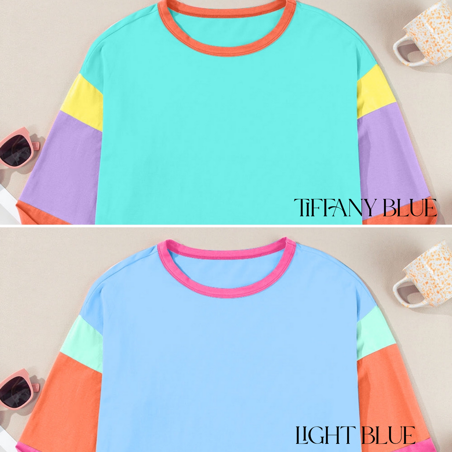 Blair Color Block Round Neck Long Sleeve Top