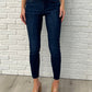 Mid Rise Adjustable Waist Raw Hem Skinny Jeans - Judy Blue