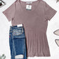 Sarah Ruffle Short Sleeve - Mocha FINAL SALE