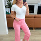 Lisa High Rise Control Top Wide Leg Crop Jeans in Pink - Judy Blue