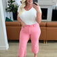 Lisa High Rise Control Top Wide Leg Crop Jeans in Pink - Judy Blue