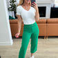 Lisa High Rise Control Top Wide Leg Crop Jeans in Kelly Green -Judy Blue