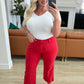 Lisa High Rise Control Top Wide Leg Crop Jeans in Red - Judy Blue