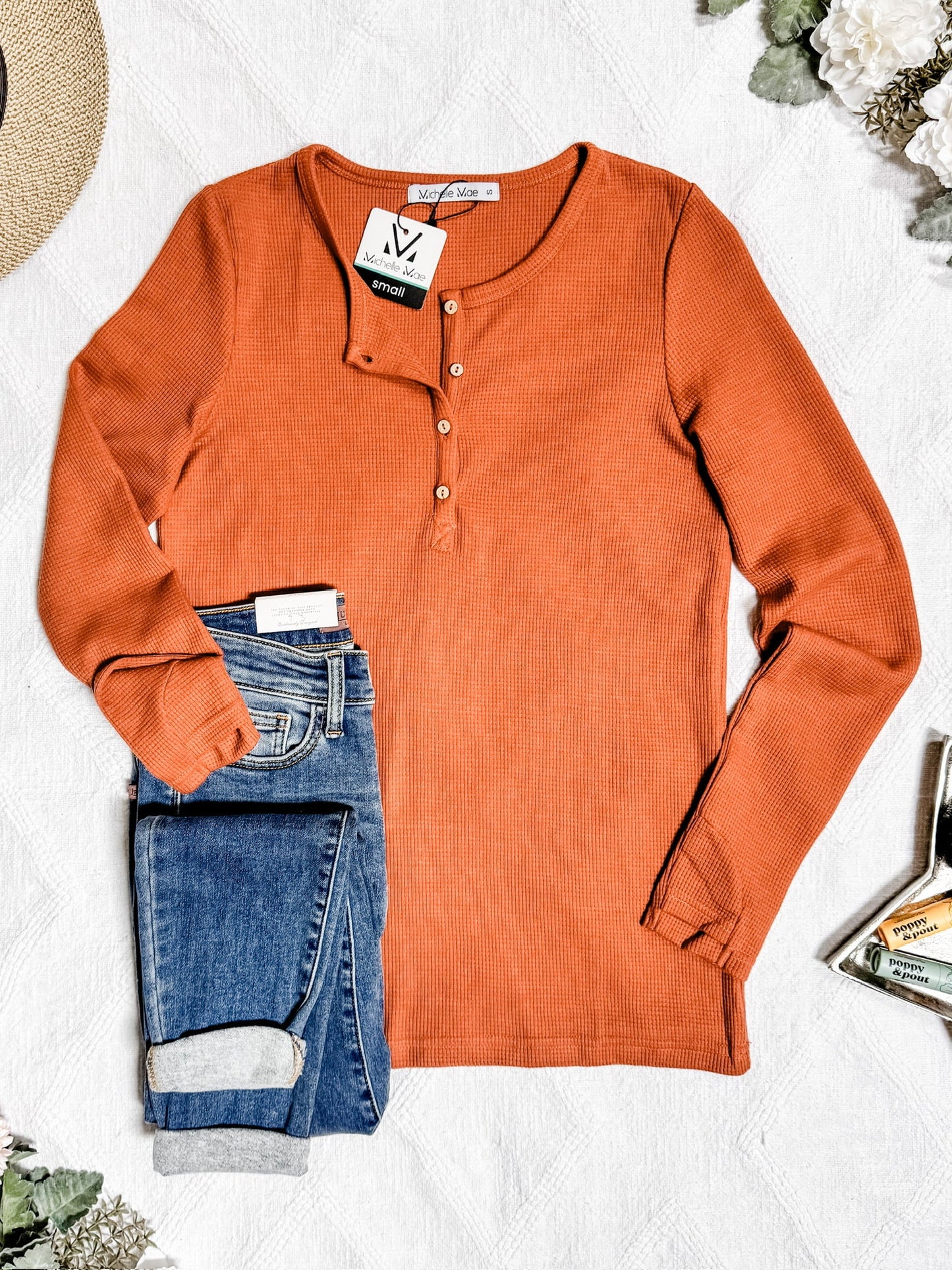 Harper Long Sleeve Henley - Pumpkin