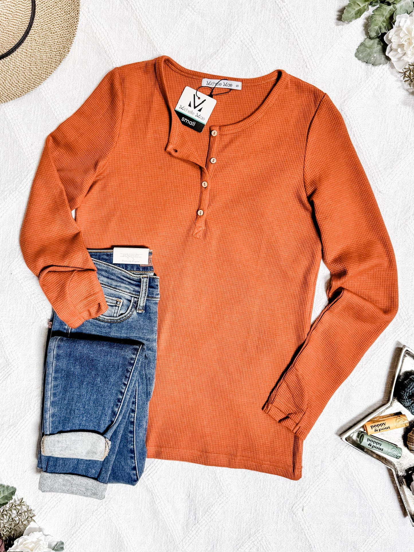 Harper Long Sleeve Henley - Pumpkin