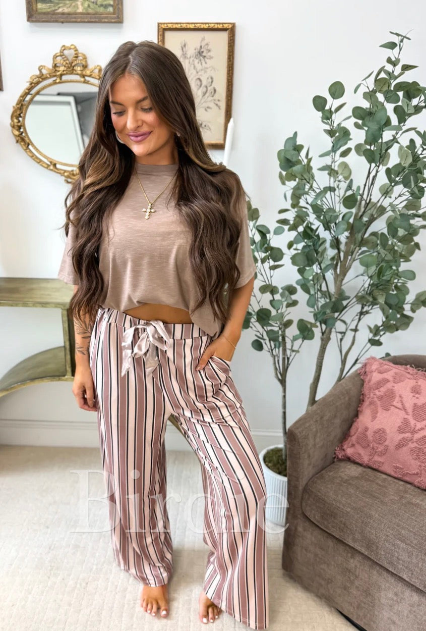 PREORDER: Stretchy Lounge Pants Cocoa Stripe // eta May-June (Copy)