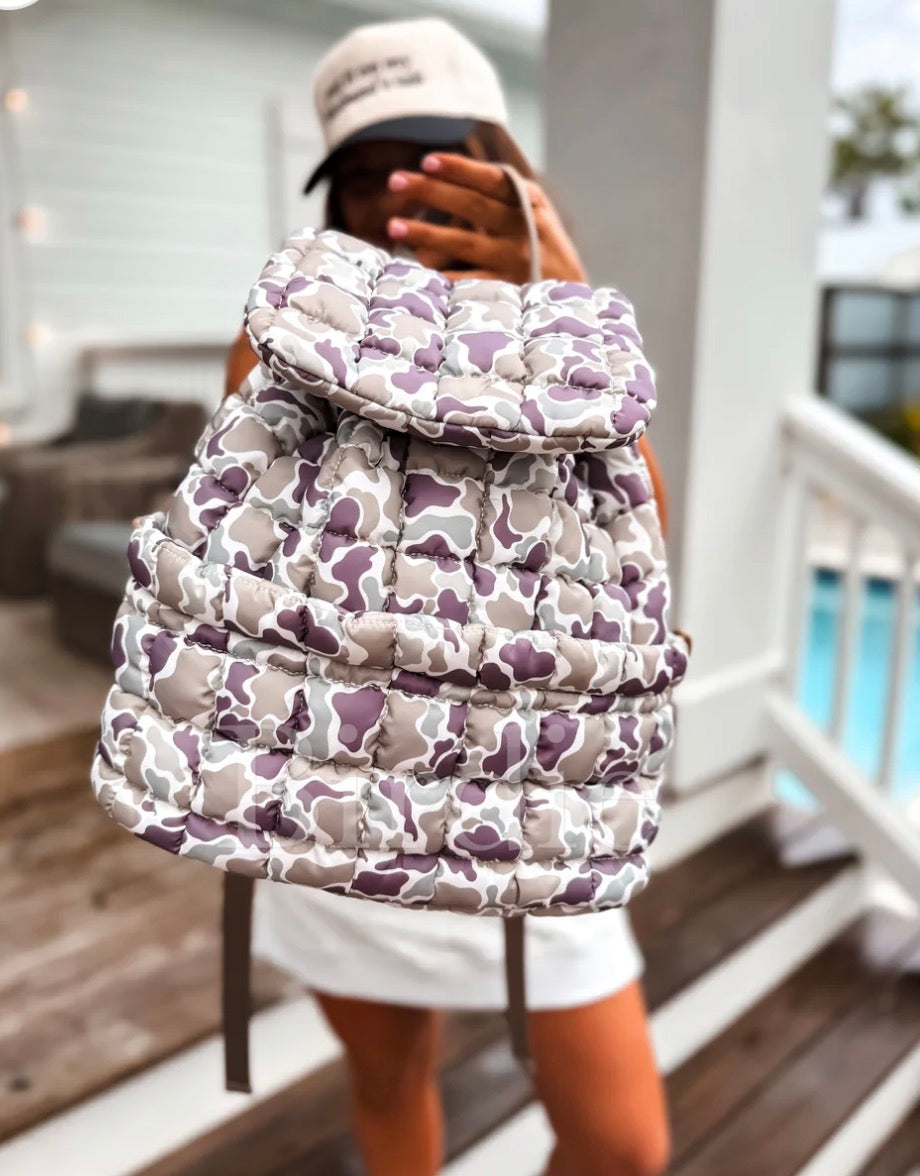 PREORDER: Quilted Backpack in Duck Camo // eta May