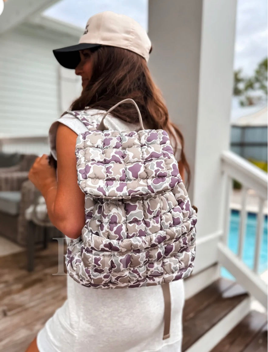 PREORDER: Quilted Backpack in Duck Camo // eta May