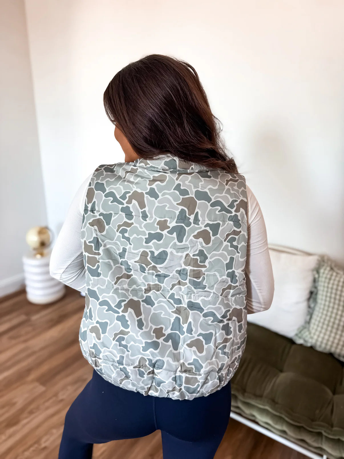 PREORDER: Puffer Vest in Sage Green Duck Camo // eta to us Sept