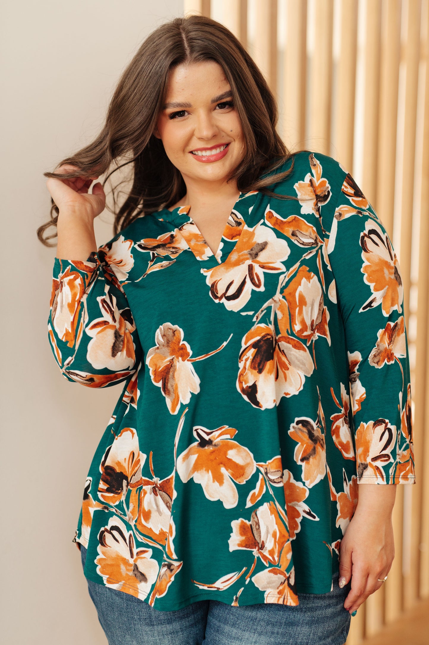 Shay Teal Floral Top