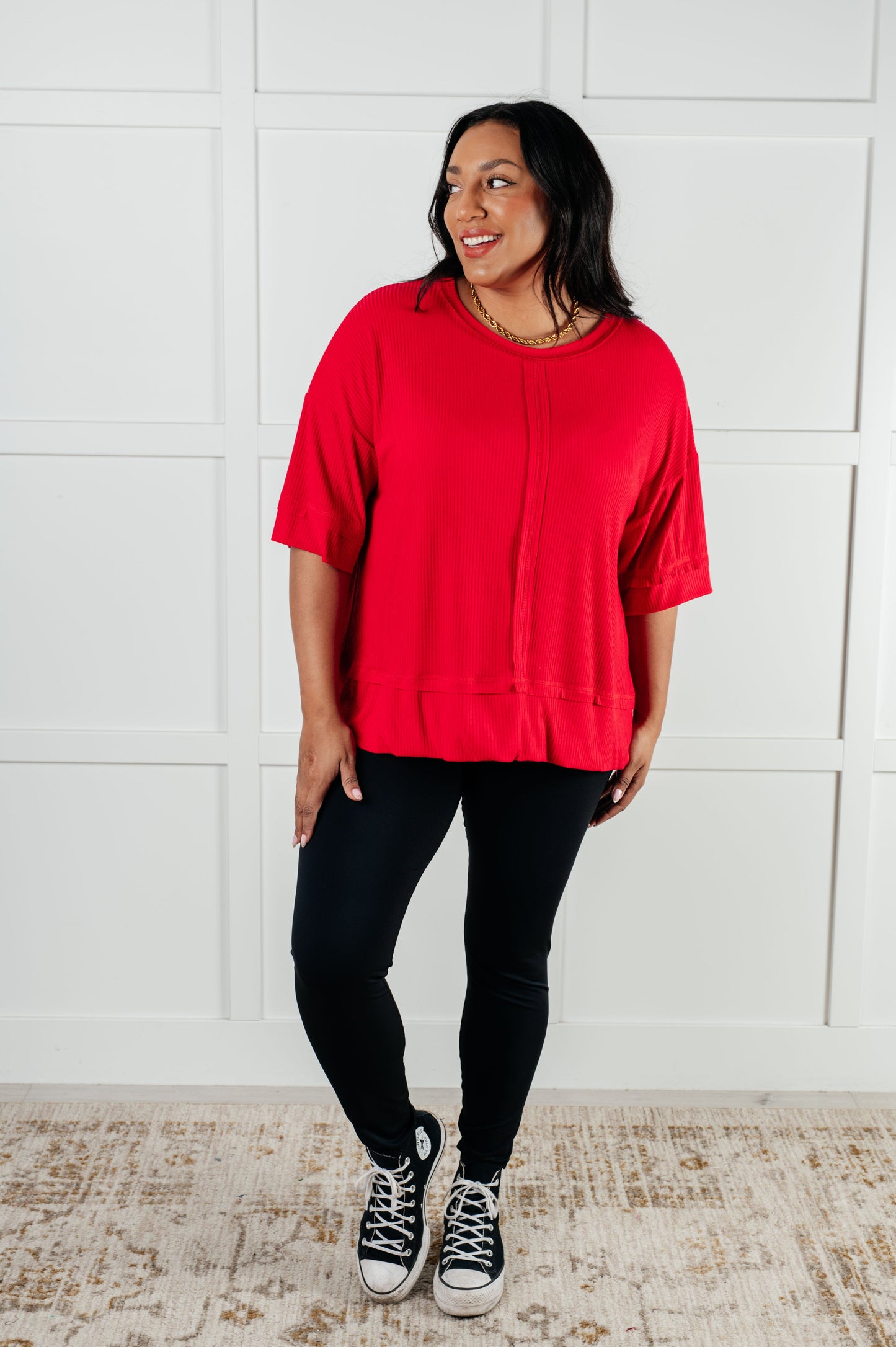 Burning Love Ribbed Dolman Sleeve Top