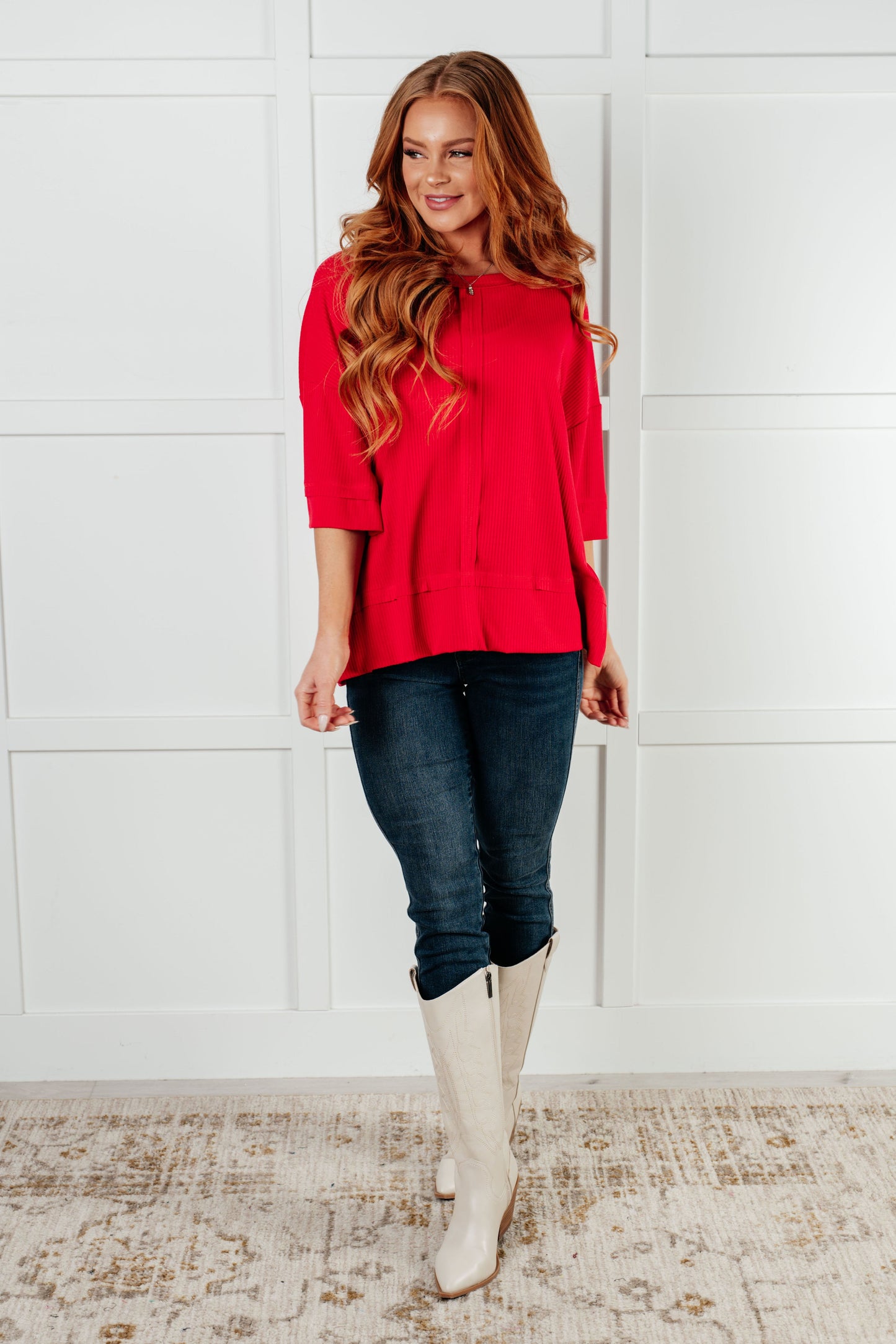 Burning Love Ribbed Dolman Sleeve Top