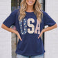 Stars Stripes and Daisy Vibes USA Graphic Tee