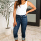 Dark Wash High Rise Double Button Capris - Judy Blue
