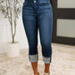 Dark Wash High Rise Double Button Capris - Judy Blue