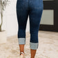 Dark Wash High Rise Double Button Capris - Judy Blue