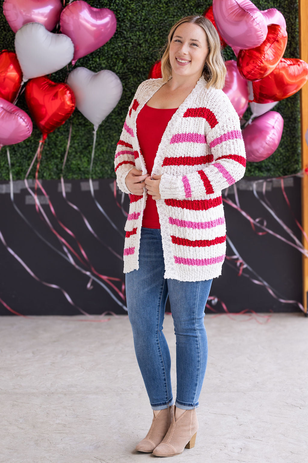 IN STOCK Stripe Cardigan - Valentine's Day