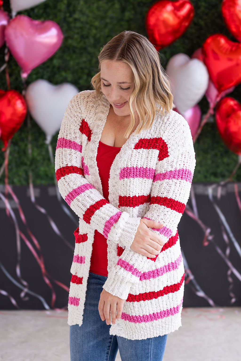 IN STOCK Stripe Cardigan - Valentine's Day