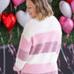 IN STOCK Cozy Block Sweater - Pink Stripes