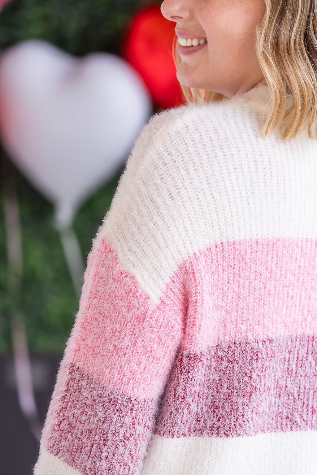 IN STOCK Cozy Block Sweater - Pink Stripes