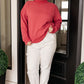 Mock Neck Pullover in Cranberry