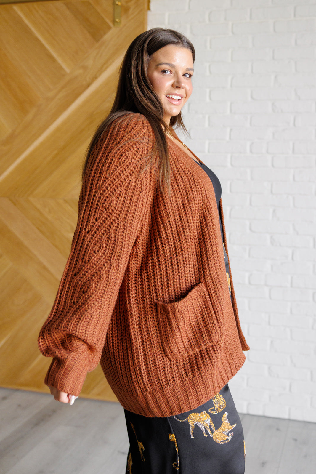 Chunky Cardigan in Chestnut