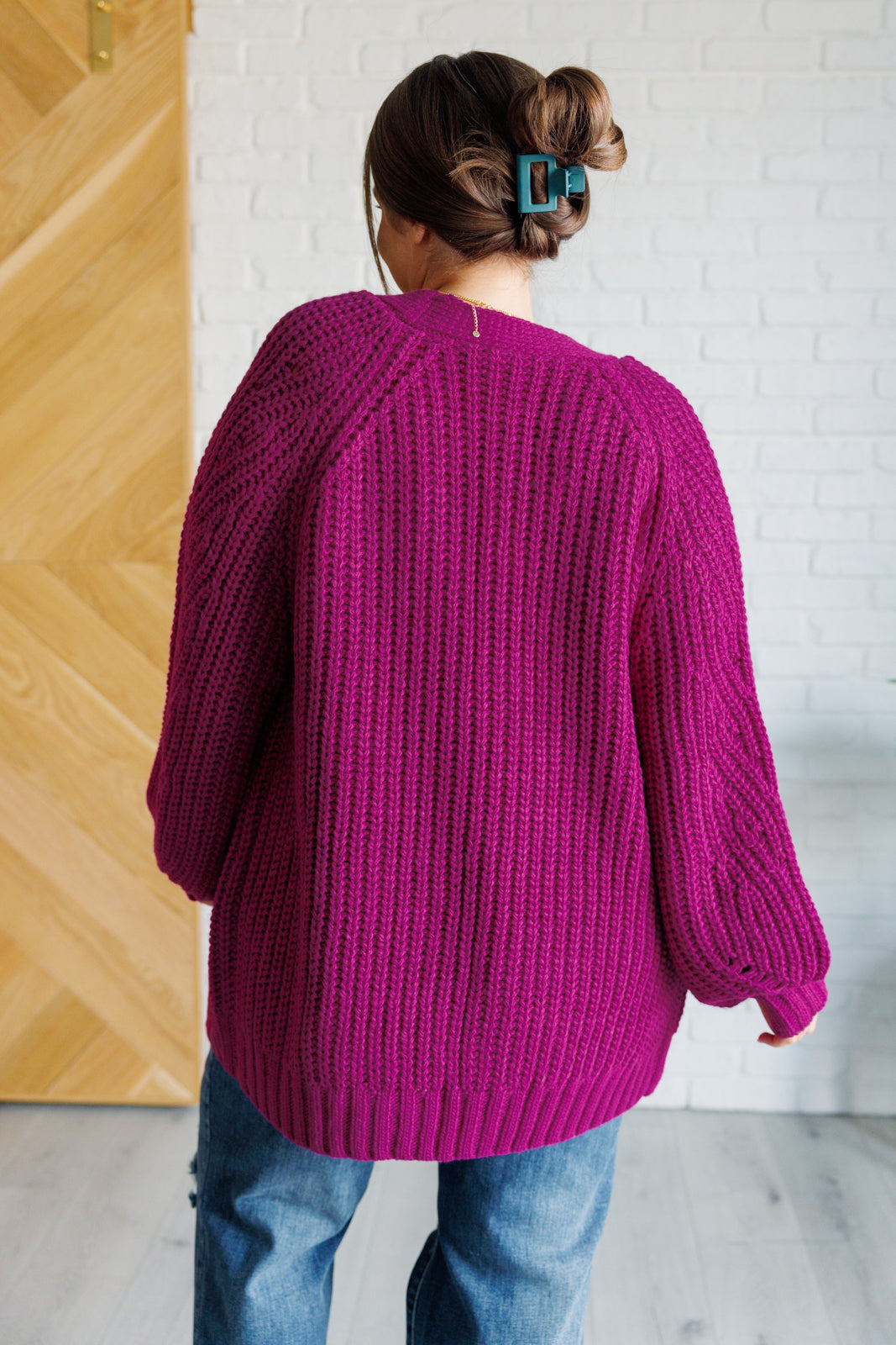 Chunky Cardigan in Berry