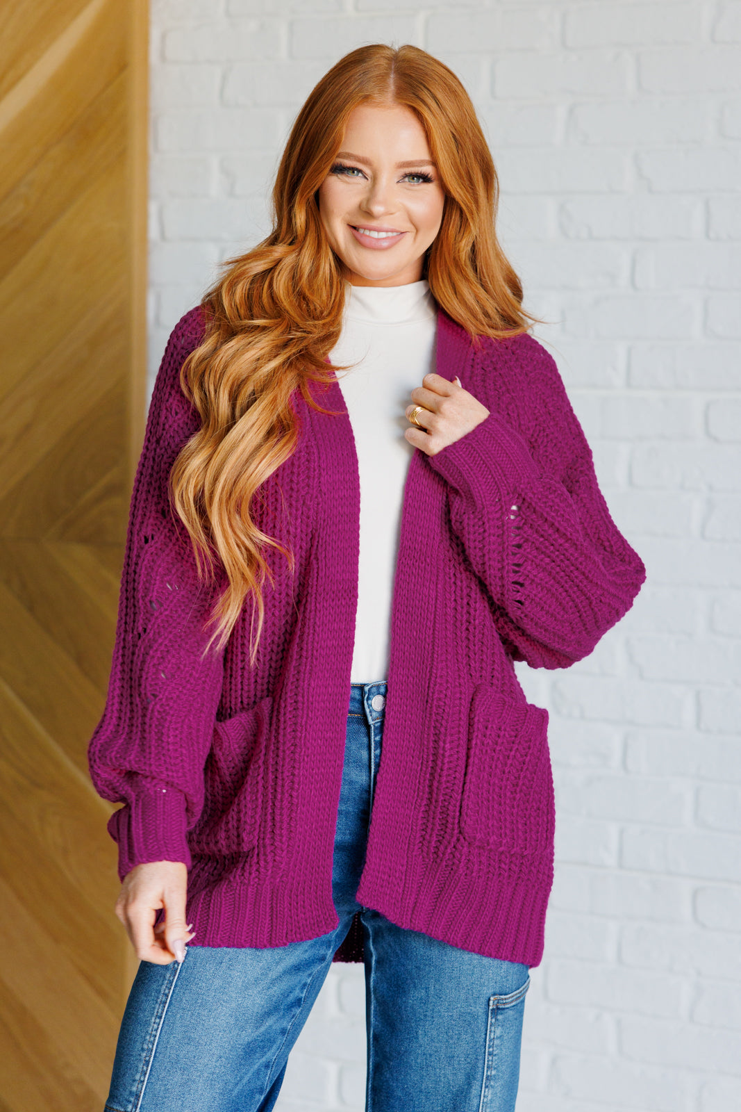 Chunky Cardigan in Berry