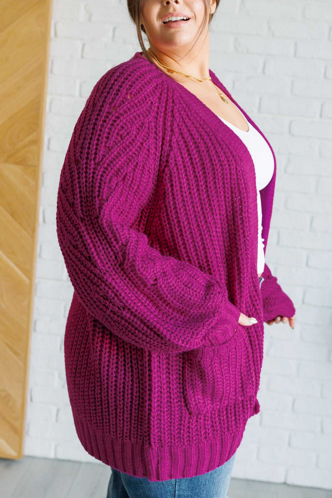 Chunky Cardigan in Berry