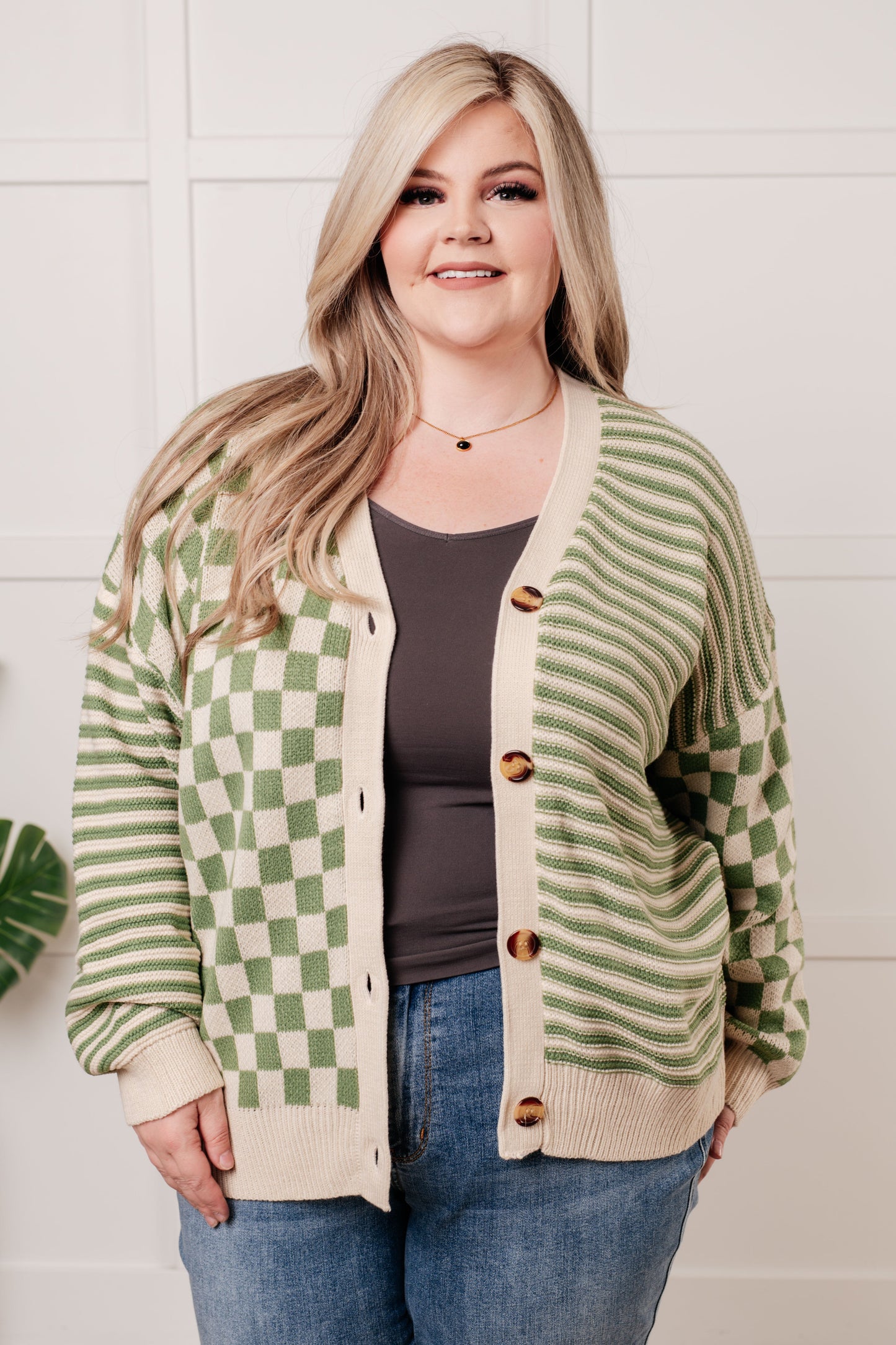 Kobe Mixed Cardigan in Green