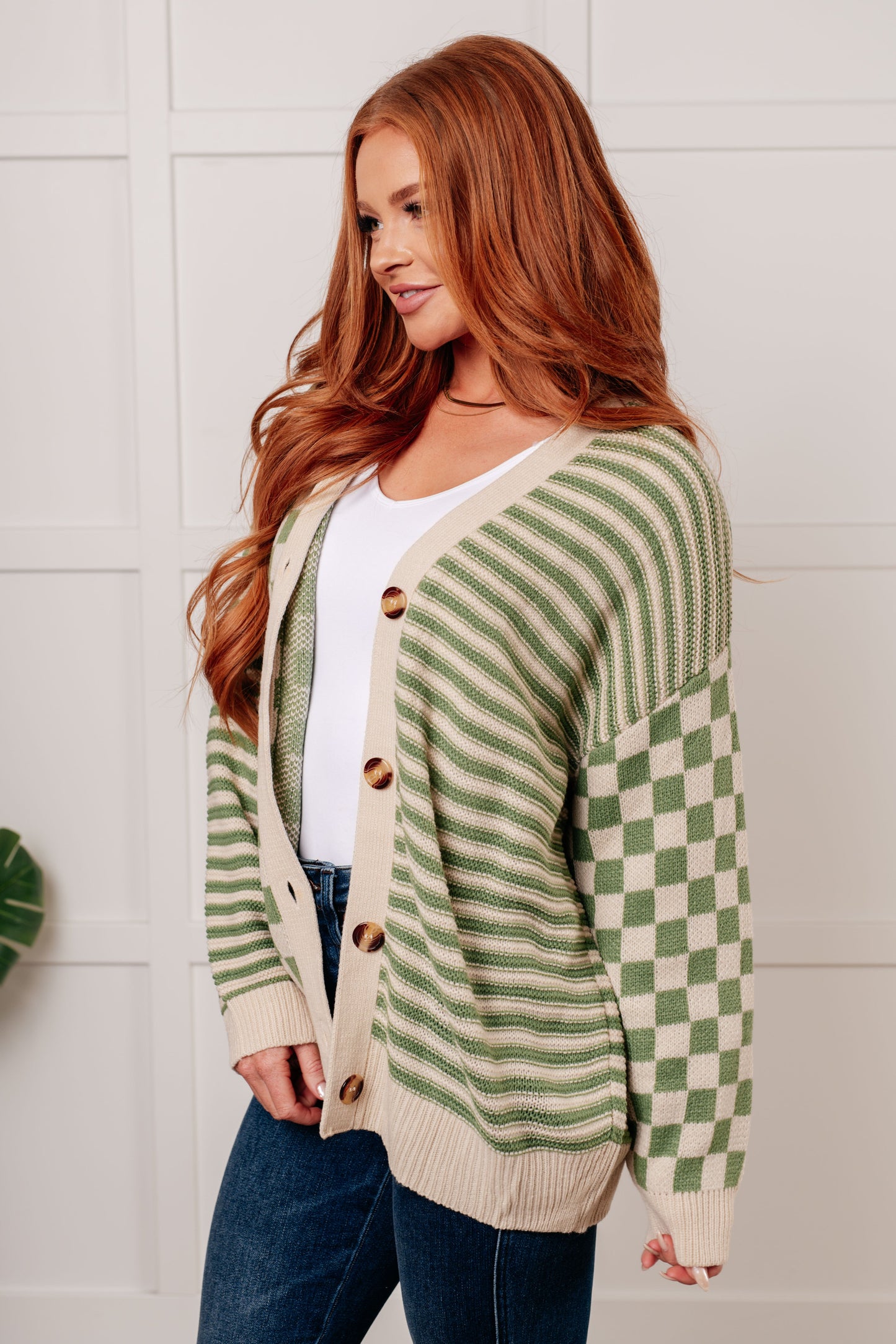 Kobe Mixed Cardigan in Green