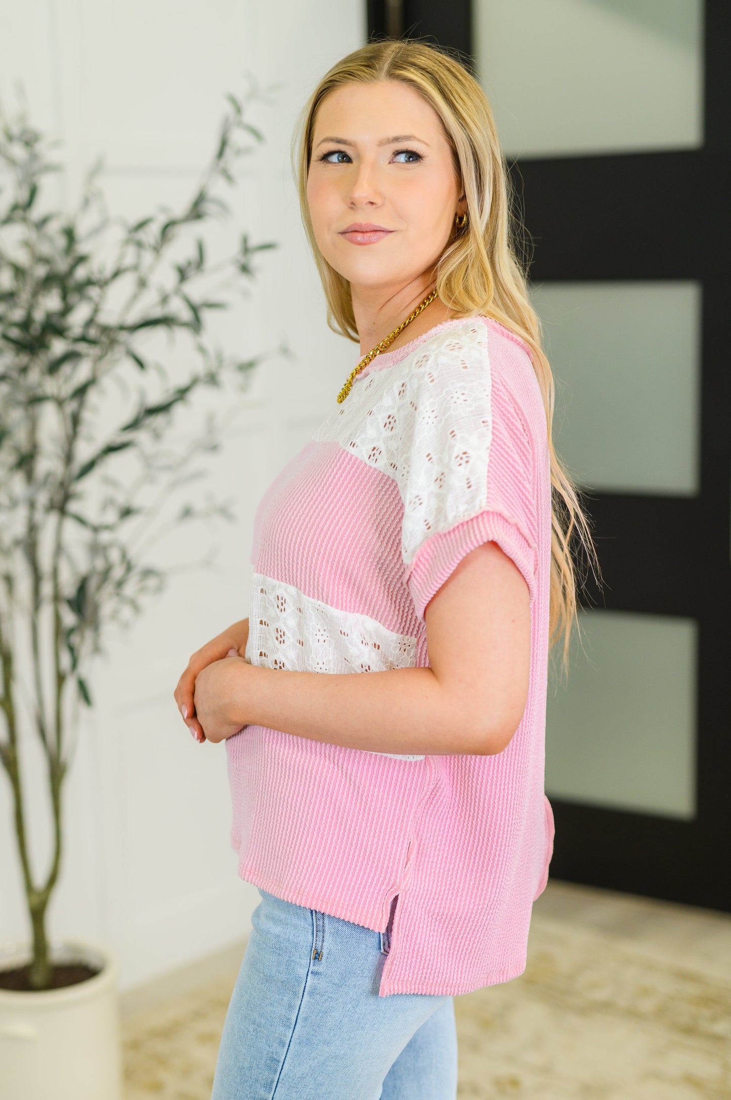 Gia Ribbed Top in Pink