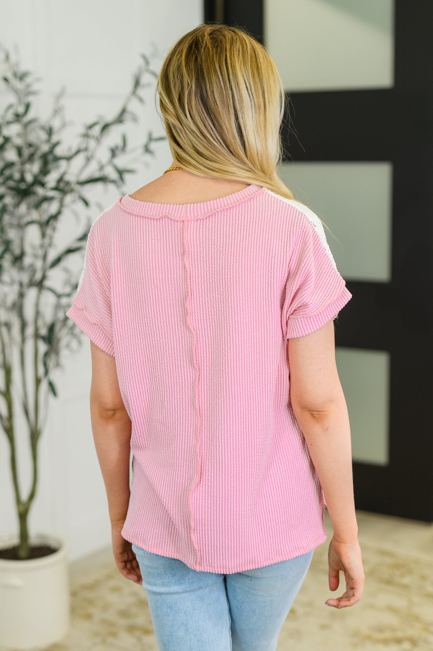 Gia Ribbed Top in Pink