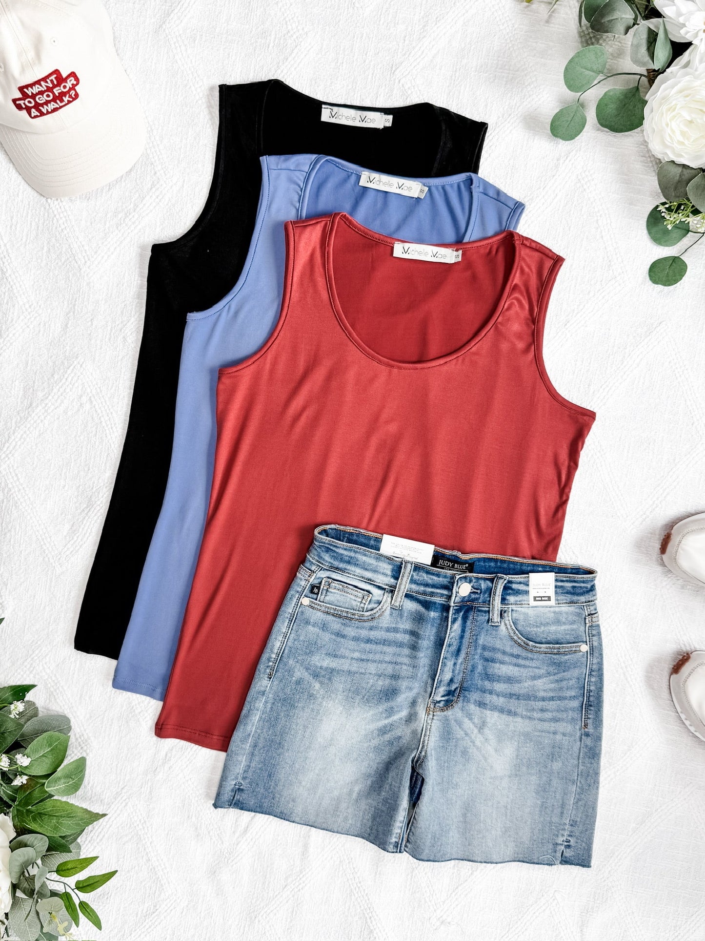 Luxe Crew Tank - Papaya